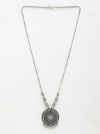 NVR Women's Silver-Toned Circular Shape Pendant with Chain | Grocsy