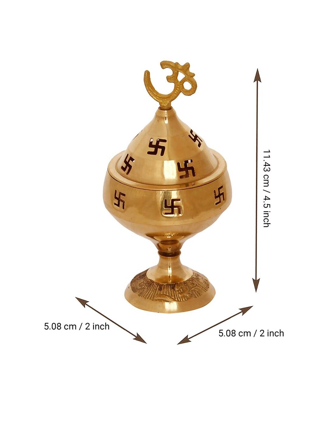 eCraftIndia Gold-Toned Om and Swastik Brass Diya | Grocsy