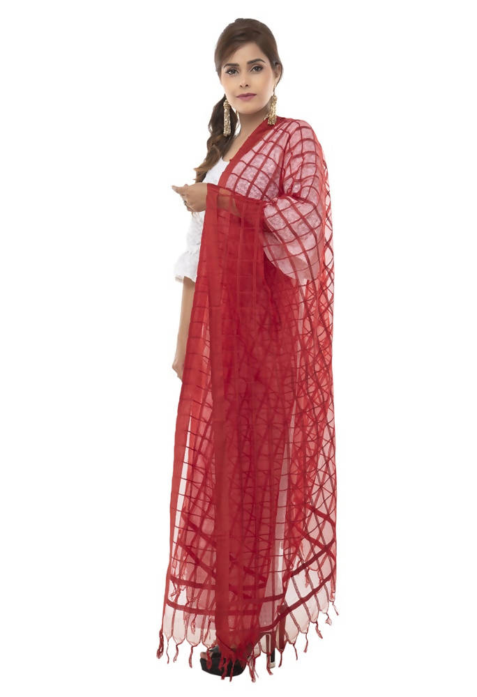 Mominos Fashion Red Cotton Square Dupatta | Grocsy