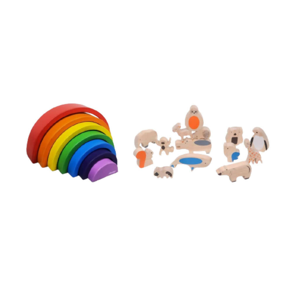 Matoyi Balancing Animals & Rainbow Stacker Combo | Grocsy