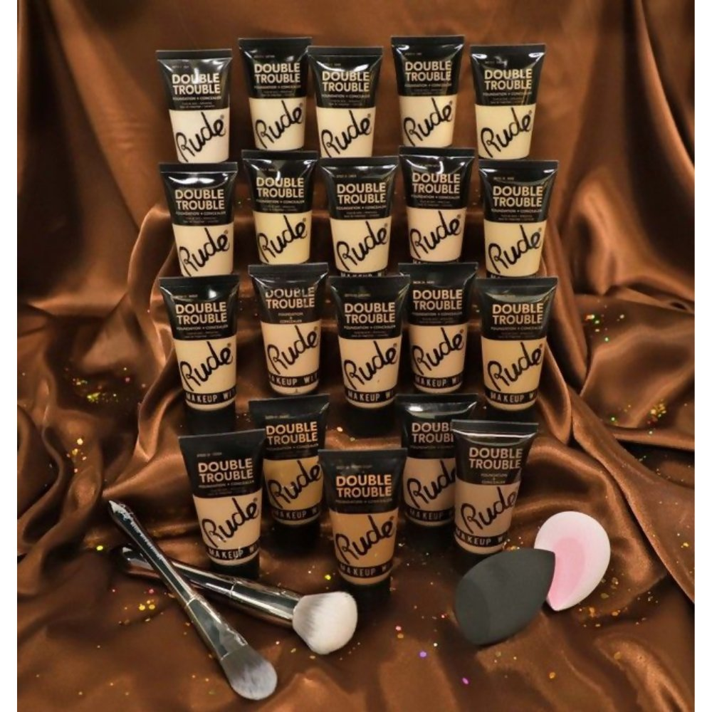 Rude Cosmetics Double Trouble Foundation + Concealer - Tan 12 | Grocsy