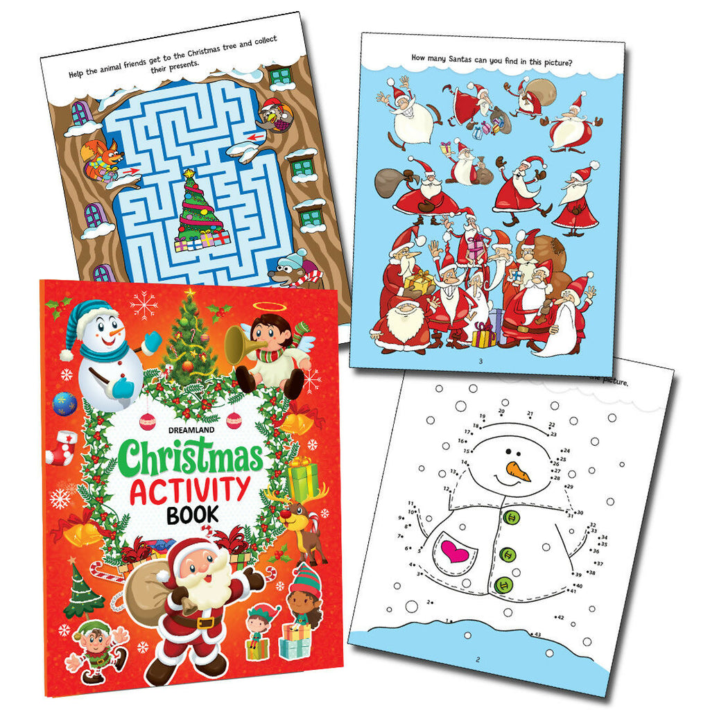 Dreamland Publications Christmas Activity Book for Kids – Fun Puzzles, Coloring, Mazes & More | Ages 4–8 | Grocsy