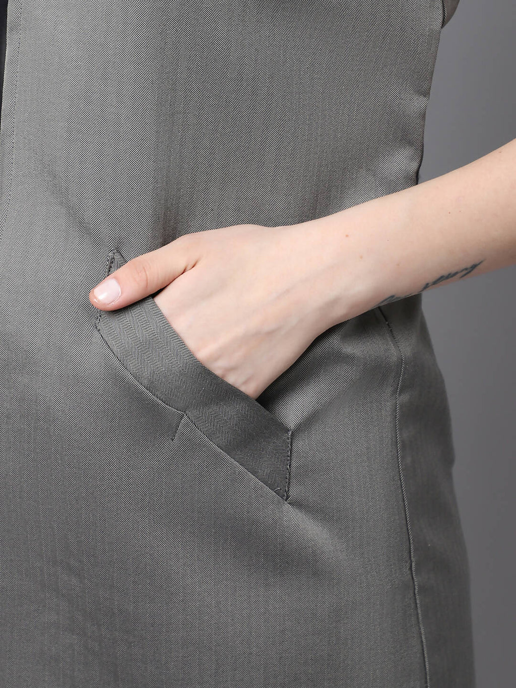 Even Apparels Grey Polywool Open Front Women's Long Coat BF496 | Grocsy