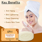 Globus Naturals Glutathione Skin Lightening Soap Enriched with Kojic Acid & Vitamin C, E, Reduces Dark Spots, Wrinkles & Fine Lines | Grocsy