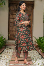 Aramya Green Soft Cotton Abstract Straight Kurta for Women | Grocsy