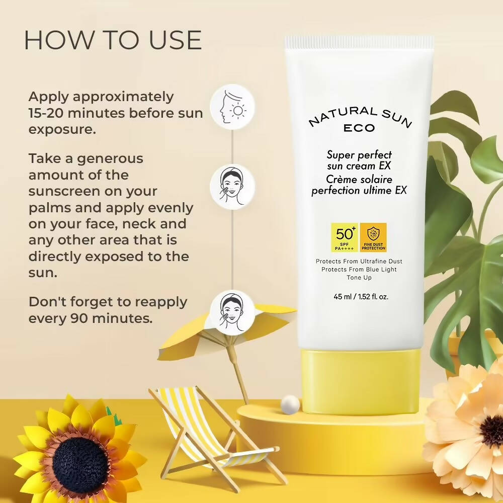 The Face Shop Natural Sun Eco Super Perfect Sun Cream Ex-SPF 50 - Korean Skincare | Grocsy