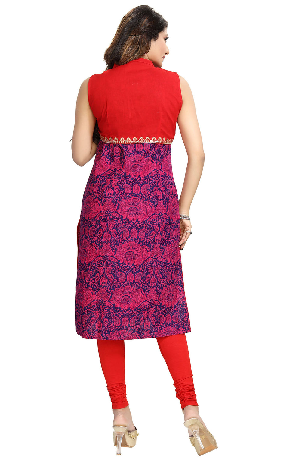 Snehal Creations Pure Purple Jacket Style Printed Sleeveless Kurti For Daily Wear | Grocsy