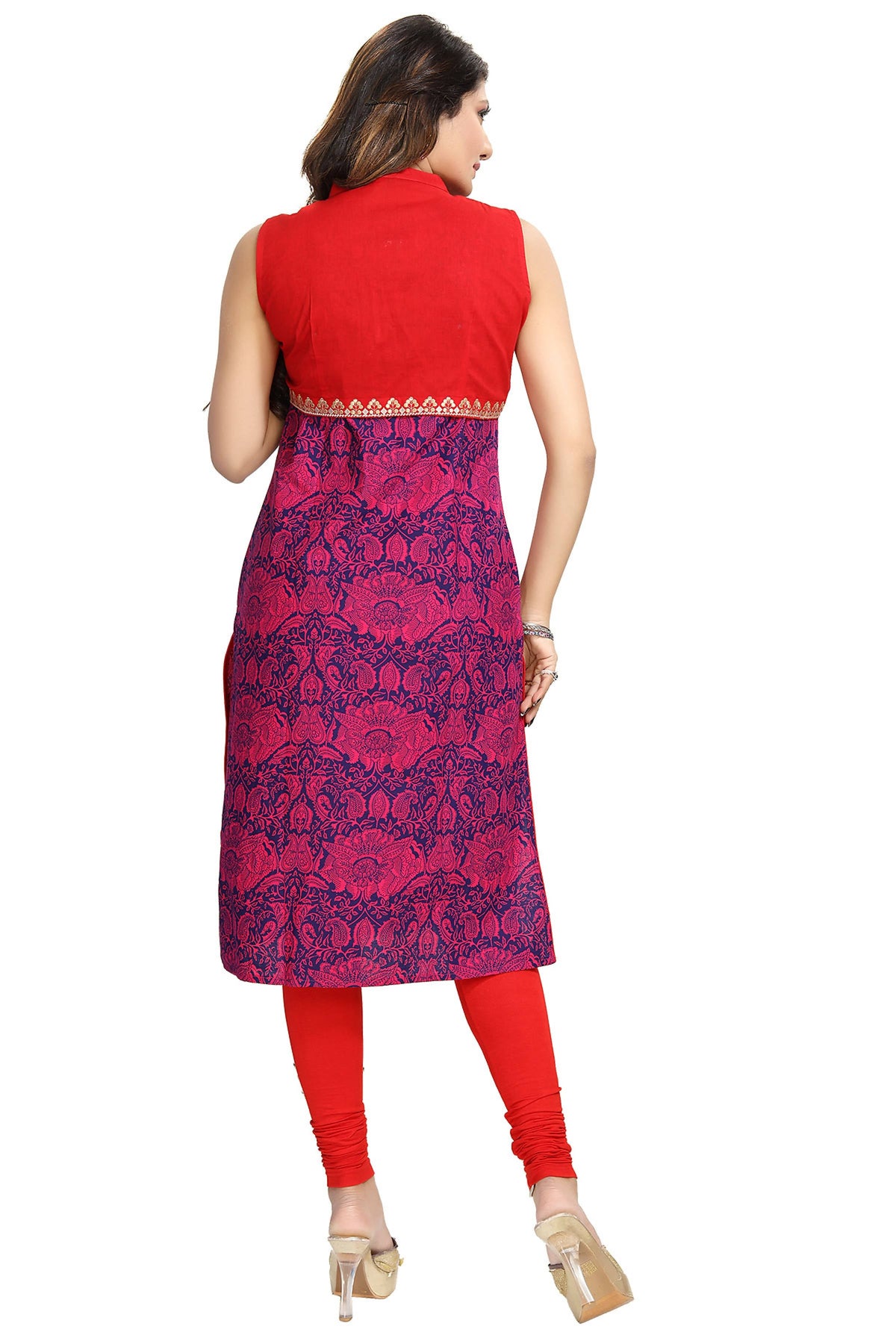 Snehal Creations Pure Purple Jacket Style Printed Sleeveless Kurti For Daily Wear | Grocsy