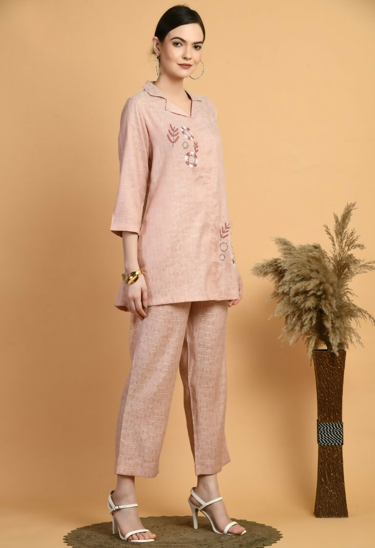 Joban Fashion Peach Cotton Kurta Set | Grocsy