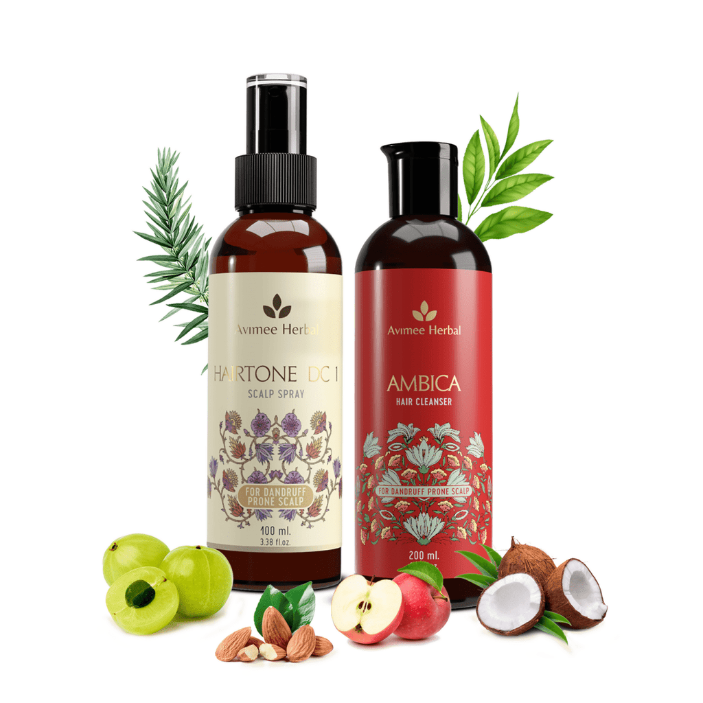 Avimee Herbal Anti Dandruff Kit, Fights Dandruff & Moisturises Scalp Naturally, With Rosemary, Apple Cider Vinegar, Tea Tree Oil & Neem Extracts | Grocsy