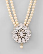 VOJ Gold-Polished Kundan Studded Pearl Long Necklace And Earrings Set | Grocsy