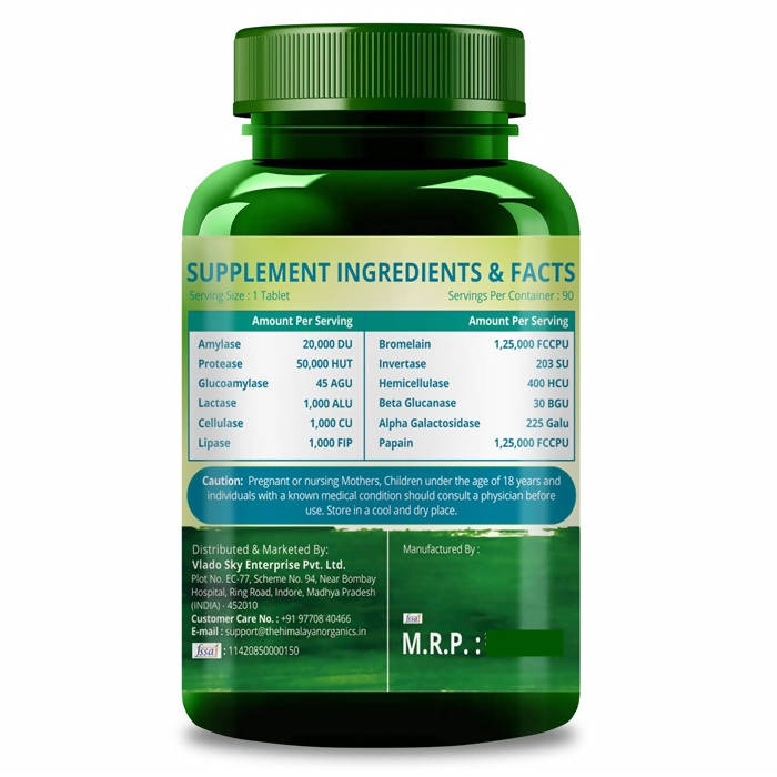 Himalayan Organics Digestive Enzyme 375 mg Vegetarian Capsules | Grocsy
