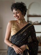 Suta Black Ethnic Motifs Cotton Blend Saree | Grocsy