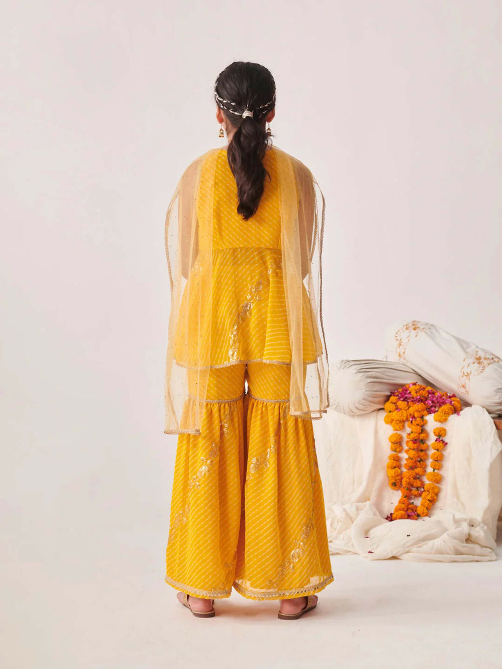 Joban Fashion Girl's Yellow Color Sharara Set | Grocsy