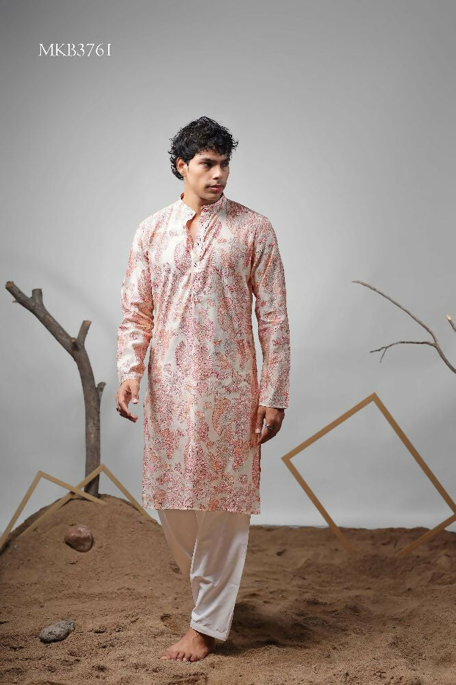 Pink Modal Designer Printed Kurta Set - Mahotsav | Grocsy