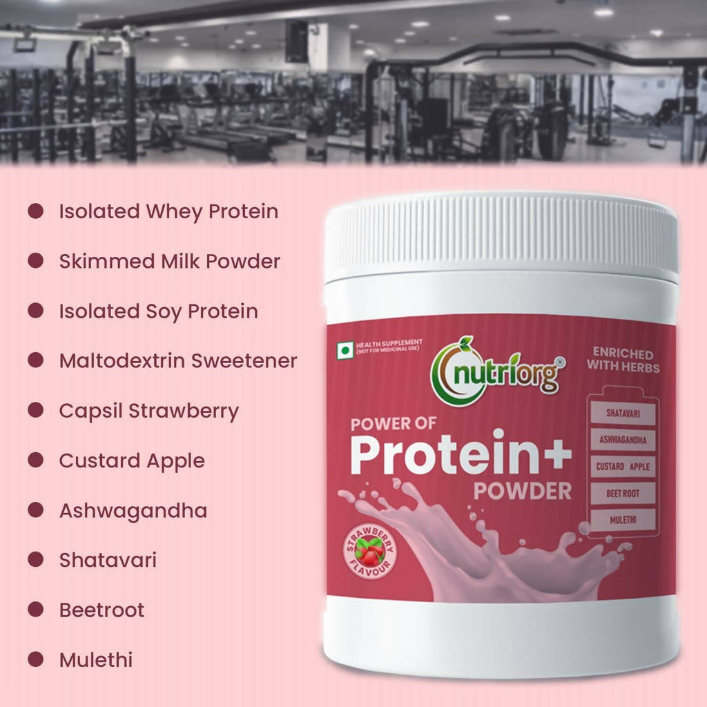 Nutriorg Protein Plus Strawberry Flavor Powder | Grocsy