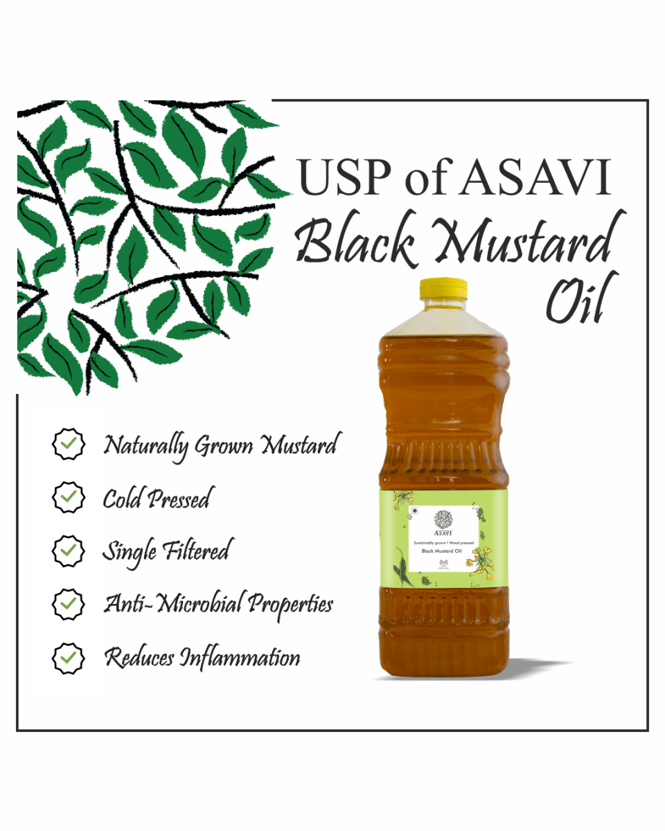 Asavi Cold Pressed Black Mustard Oil | Grocsy