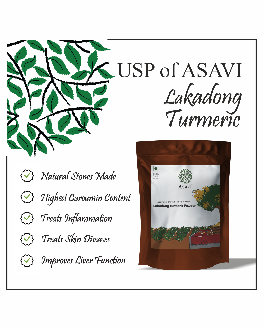 Asavi Stonemade Lakadong Turmeric Powder | Grocsy