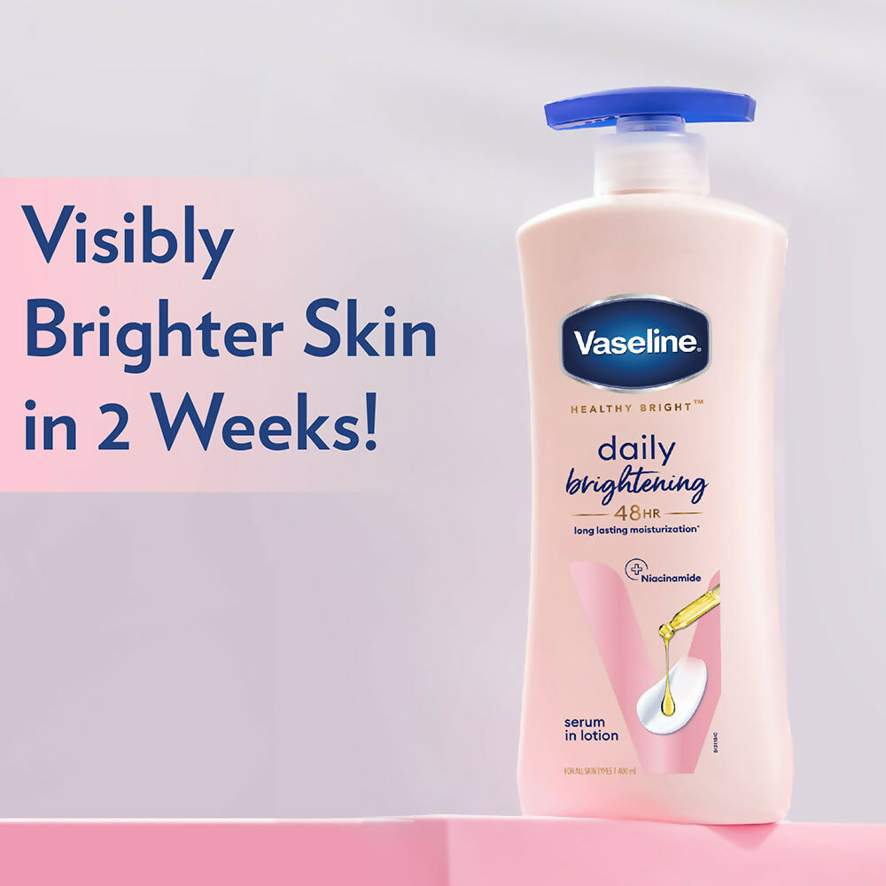 Vaseline Healthy Bright Daily Brightening Body Lotion & Gluta-Hya Overnight Radiance Serum-In-Lotion Combo | Grocsy