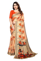 Vamika Orange Printed Art Silk Saree | Grocsy