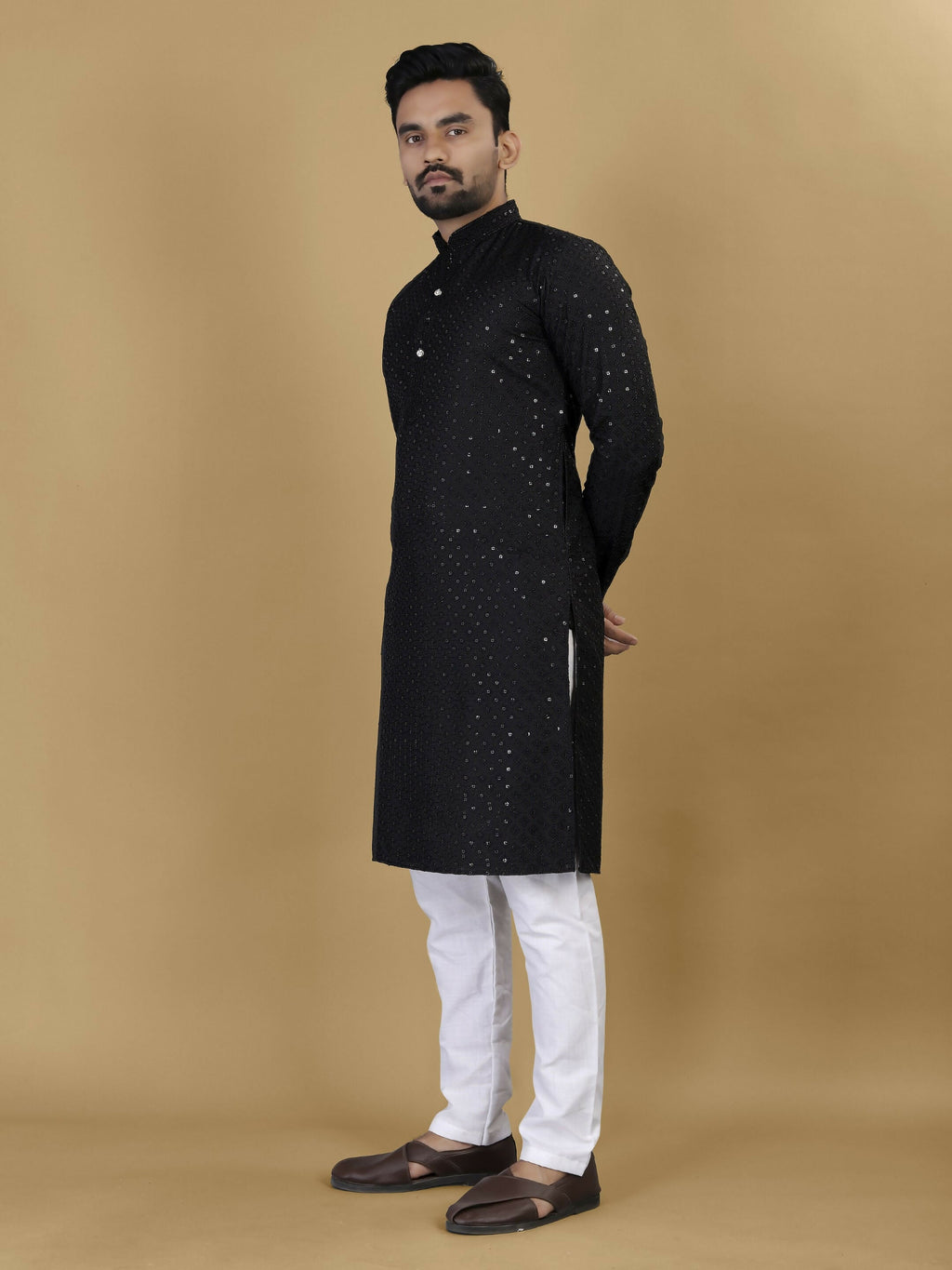 Anaita Black Embroidered Rayon Straight Kurta | Grocsy