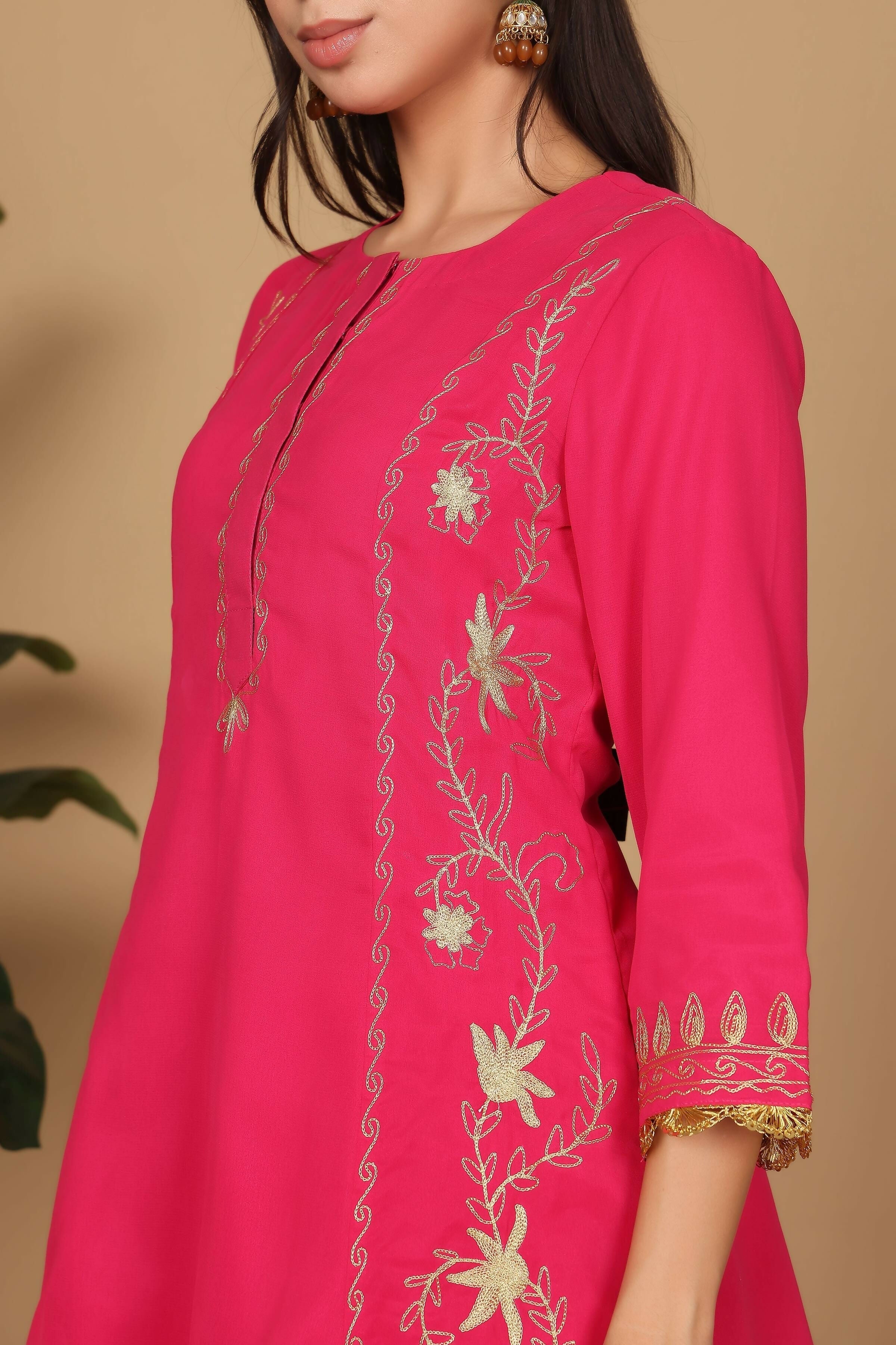 Joban Fashion Pink Georgette Kurta Set | Grocsy