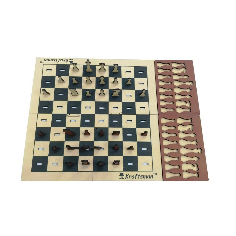 Kraftsman Wooden Portable Chess Board Game Set for Kids and Adults of All Age Groups | Grocsy