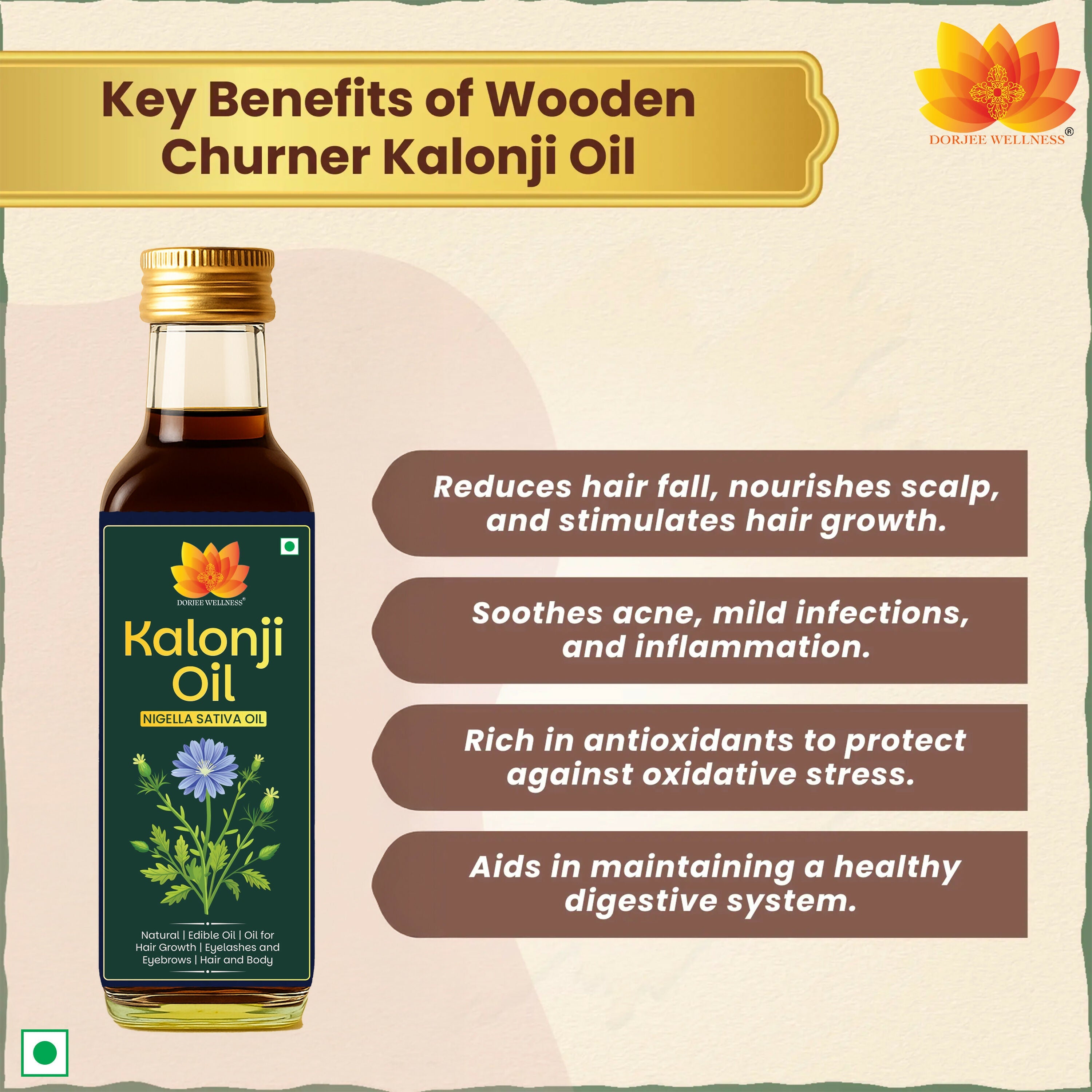 Dorjee Wellness Wood Pressed Kalonji (Black Seed) Oil | Grocsy