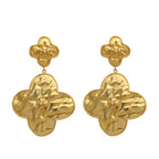 Nuyug 18k Gold-Plated Contemporary Molten Metallic Finish Floral Drop Dangler Earrings | Grocsy