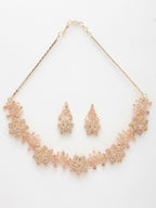 NVR Women's Rose Gold-Polished American Diamond-Studded Handcrafted Jewellery Set | Grocsy
