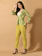 Myshka Women's Multi Printed Coat With Trousers | Grocsy