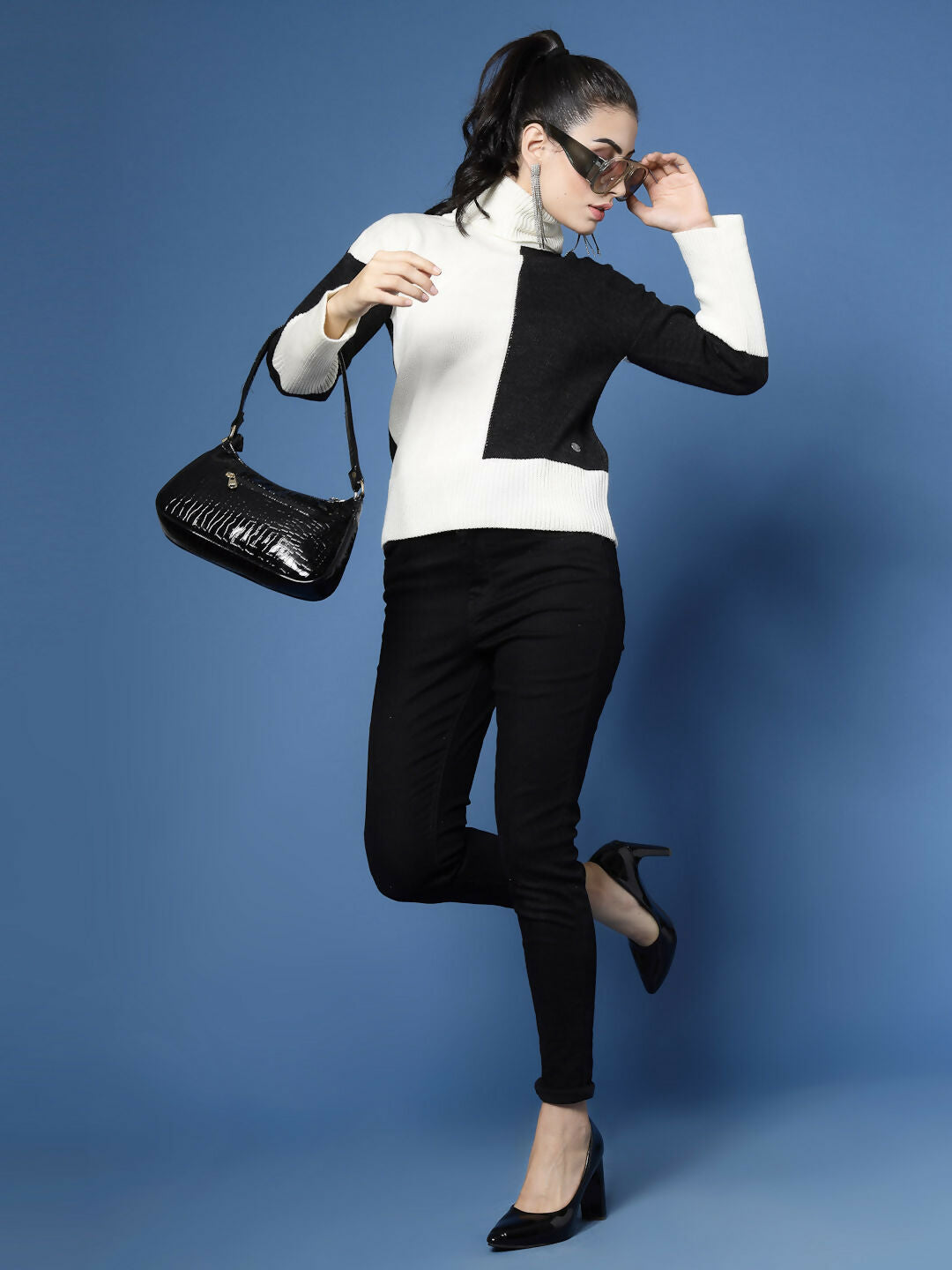 Women Winter Off White Acrylic Sweater - Wool Trees | Grocsy