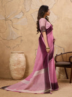 Shree Shyam Fashion Rani Pink Linen Saree | Grocsy