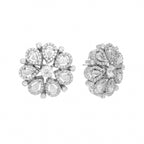 Nuyug Rhodium-Plated Zircon Studded Floral Statement Stud Earrings | Grocsy