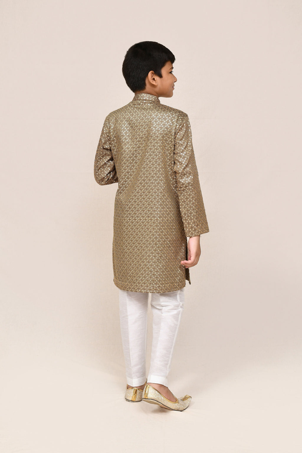 Joban Fashion Satin Cotton Gold Kurta With Straight Fit Pant | Grocsy