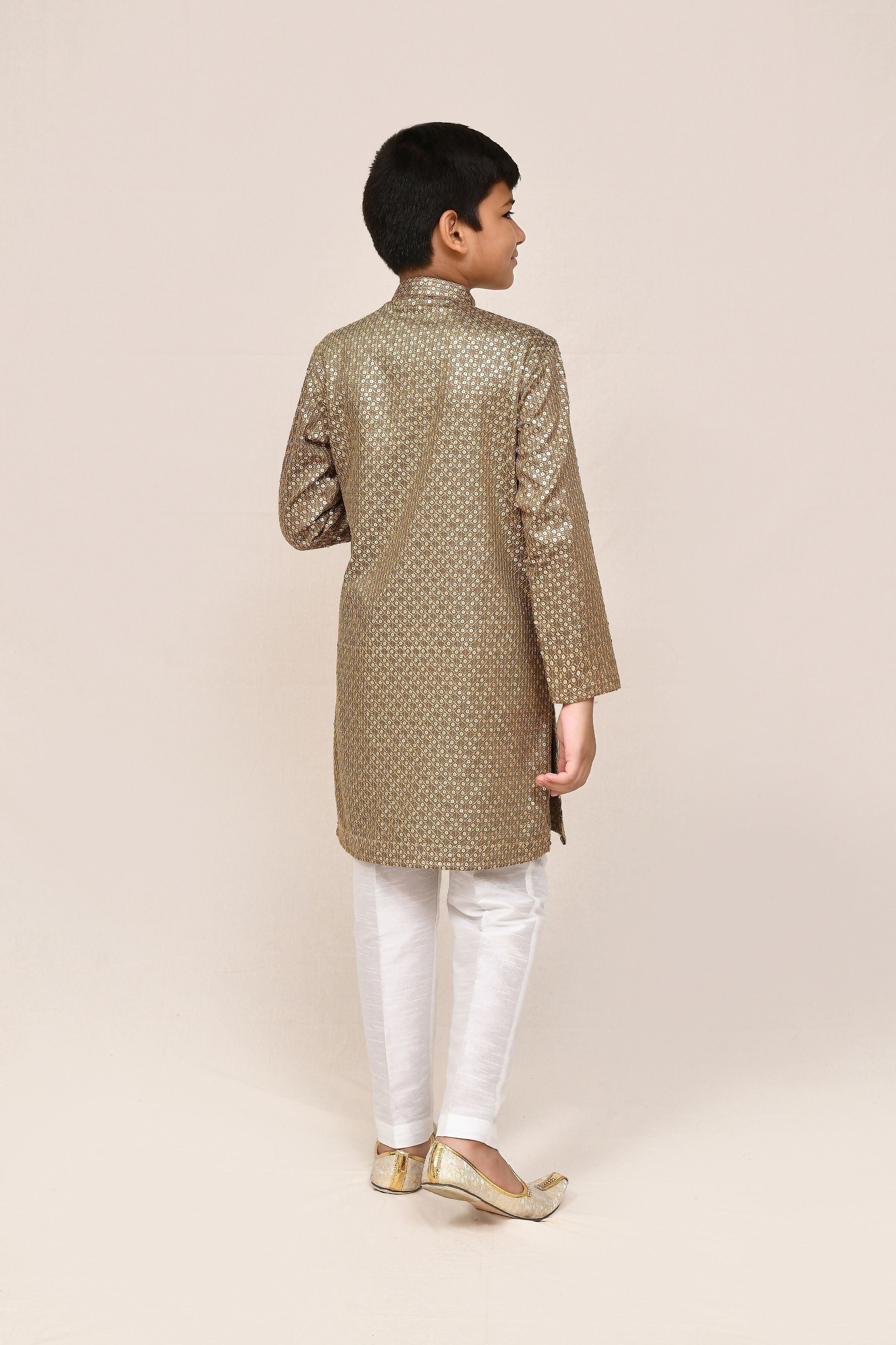 Joban Fashion Satin Cotton Gold Kurta With Straight Fit Pant | Grocsy