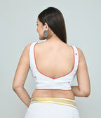 Joban Fashion Women's White Embroidered Stitched Blouse | Grocsy