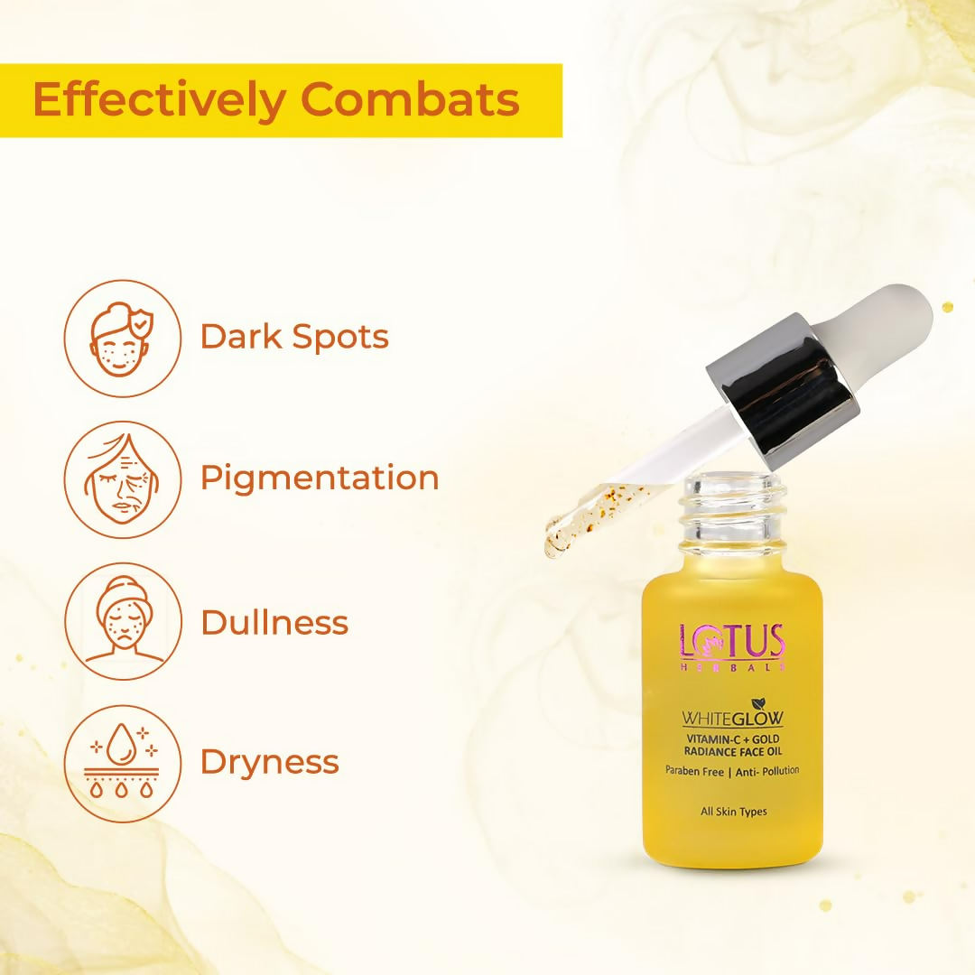 Lotus Herbals WhiteGlow Vitamin C and Gold Radiance Face Oil | Grocsy