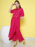 Women Republic Pink Rayon Indoester Set | Grocsy
