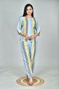 Morchari Digital Print Semi Muslin Co-Ord Set Top & Trouser-Multicolor | Grocsy