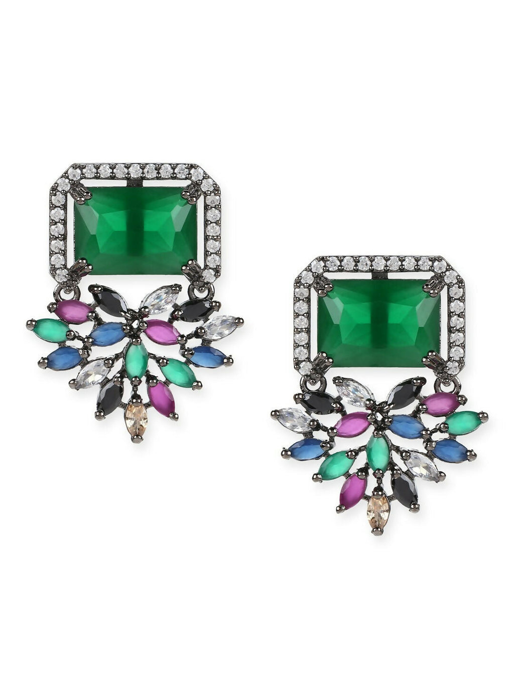 Green Stone Earrings- Ruby Raang | Grocsy