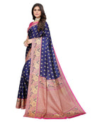 Vamika Navy Blue Printed Art Silk Saree | Grocsy
