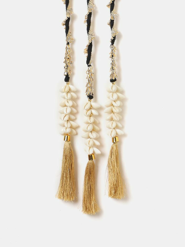 Ruby Raang Gold Gota Pati Work And Black Thread And Shells With Gold Stones | Grocsy