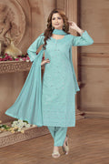 Joban Fashion Firozi Soft Silk Sequin Work Kurta Set | Grocsy