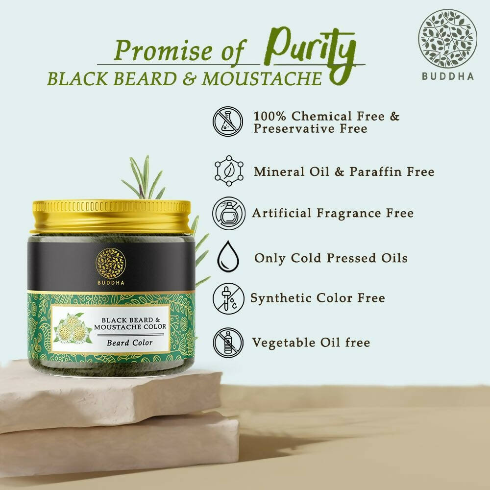 Buddha Natural Beard & Moustache Black Color | Grocsy