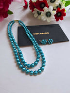 Inhanns Everyday Workwear Pearl Set (Double Layered Pearls) - Sea Blue | Grocsy