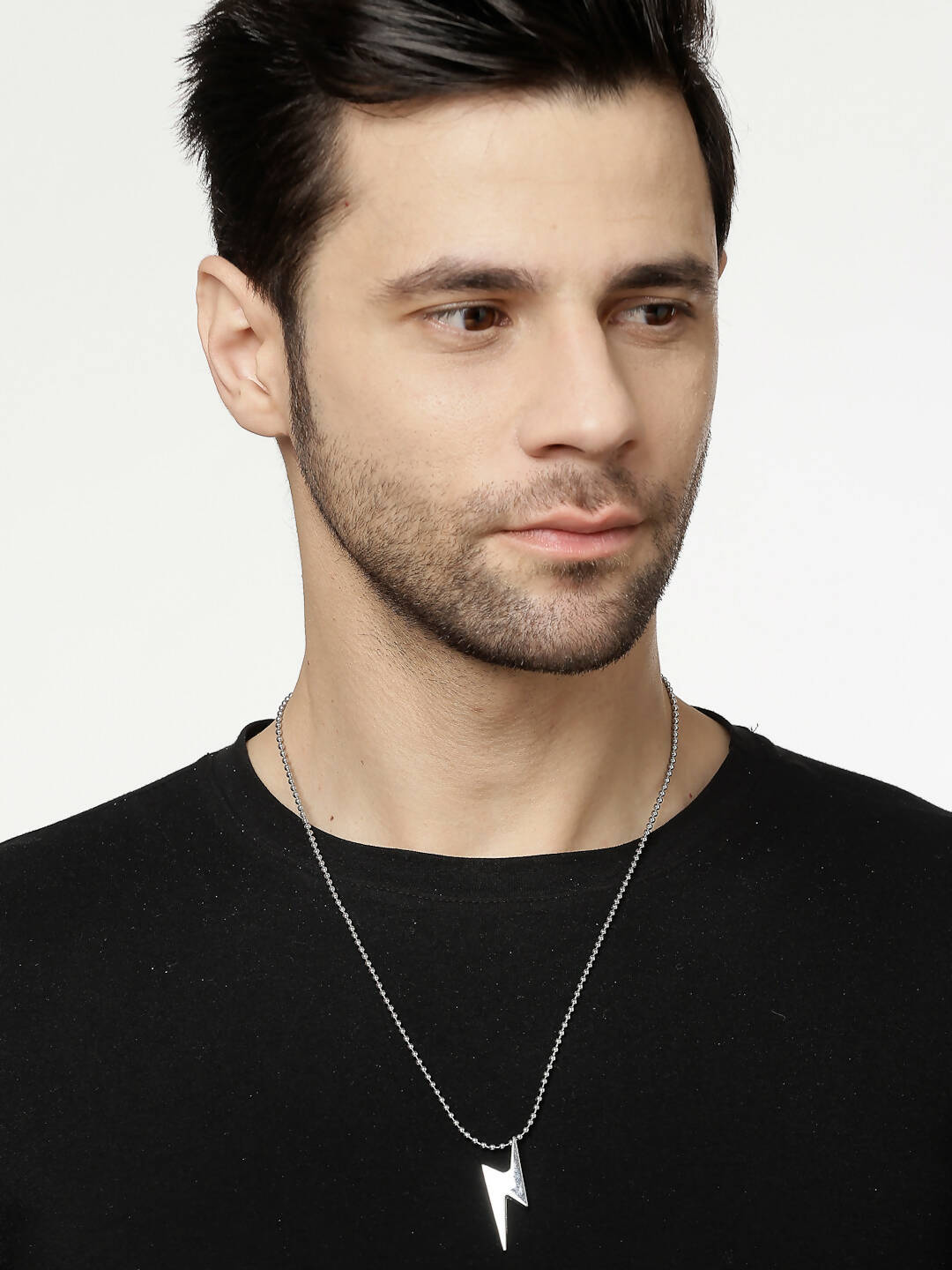 NVR Men Silver Plated Flash Pendent With Chain | Grocsy