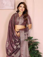 Aastha Fashion Purple Soft Organza Silk Weaving Saree | Grocsy