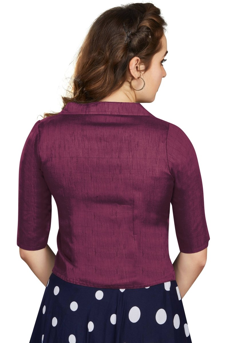 Aastha Fashion Women's Women's Wine Art Silk Button Readymade Blouse | Grocsy