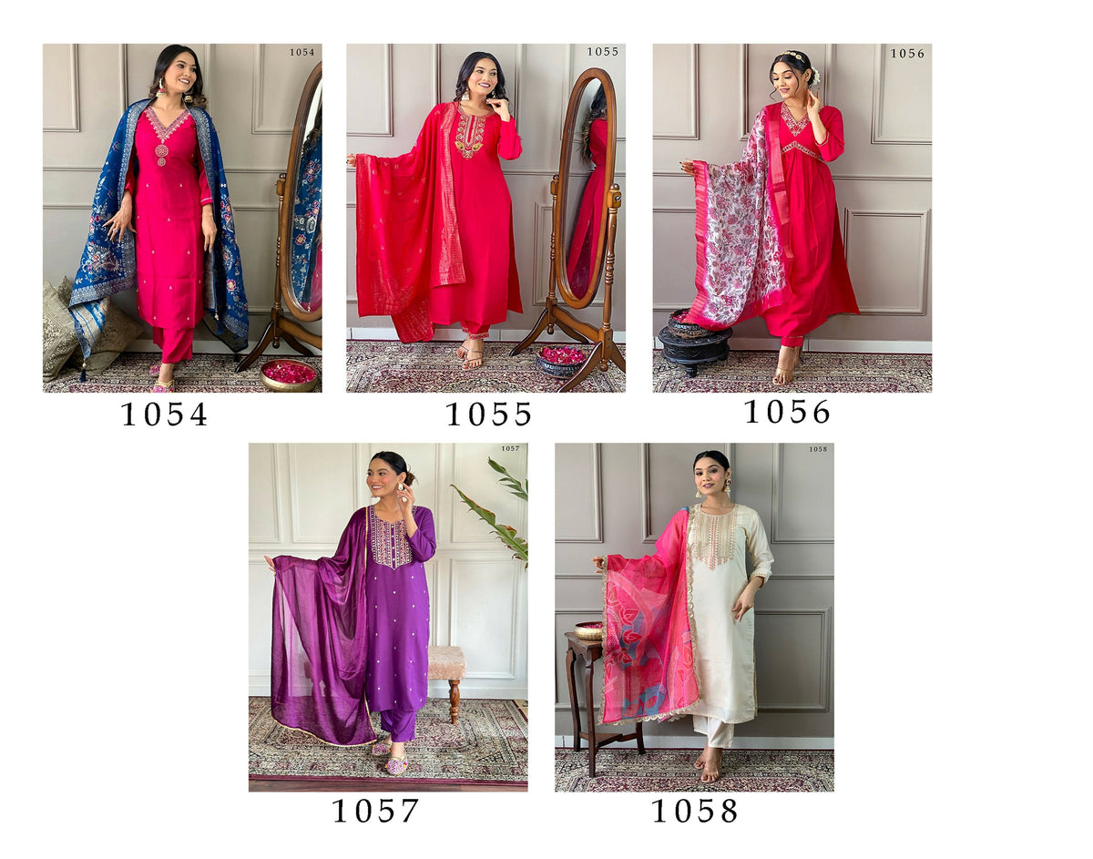 Partywear Designer Viscose Chanderi Red Stitched Suit With Dupatta - Anbazaar | Grocsy